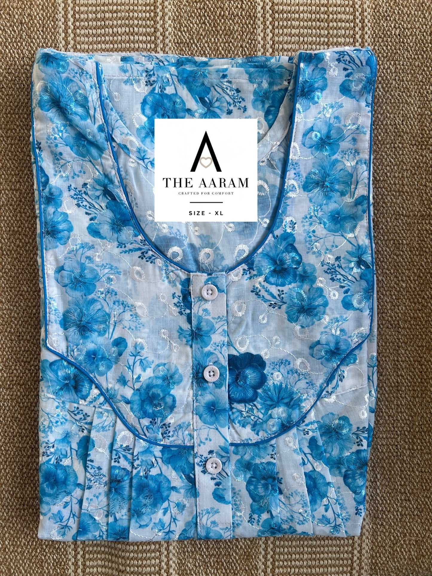 Neel Saaz Cotton Chikankari Nighty