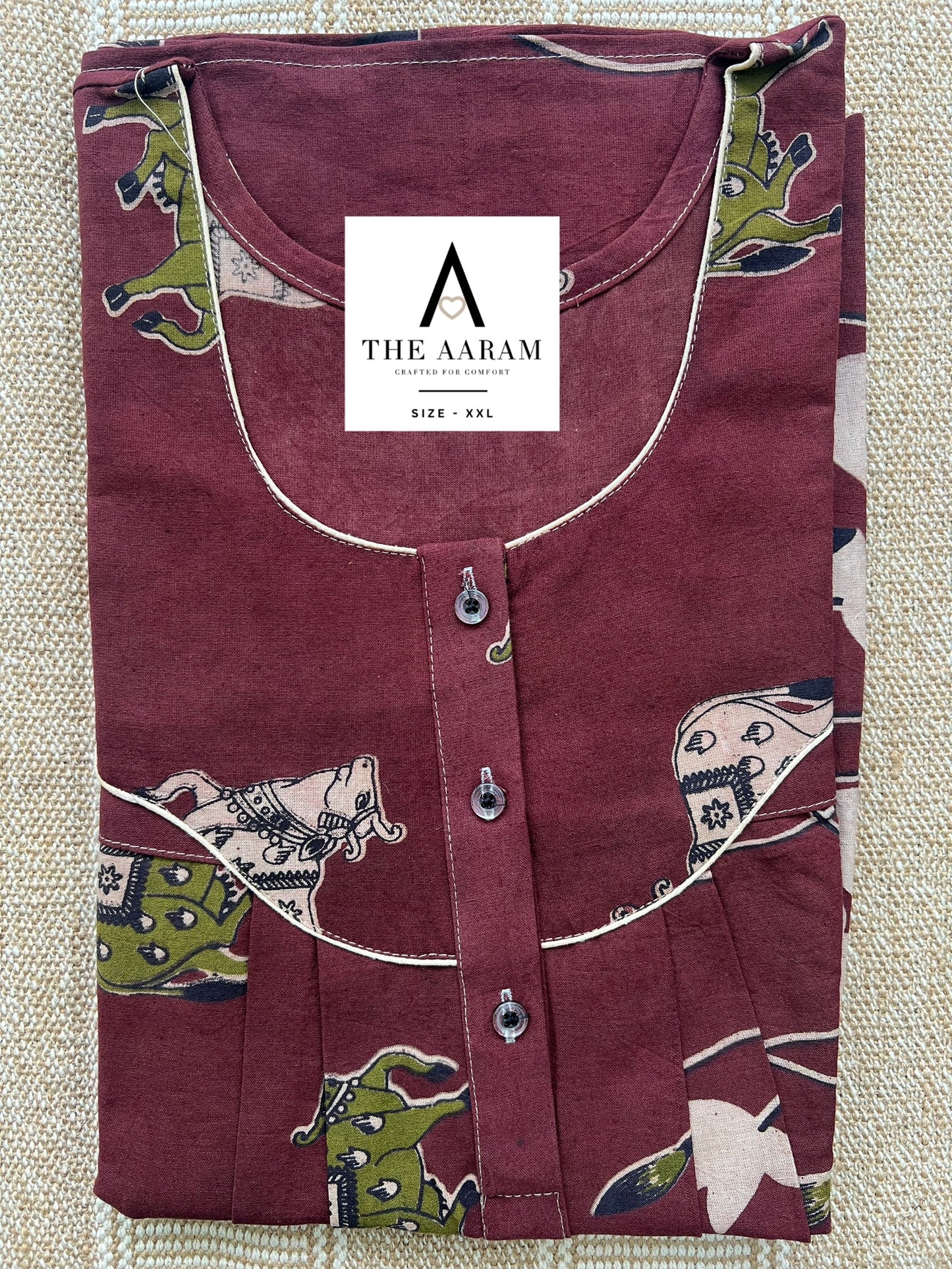 Kalamkari Cotton Nighty XXL – KR57