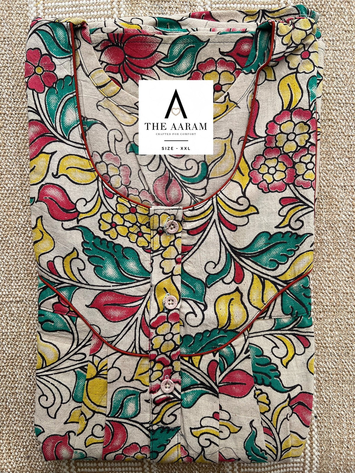 Kalamkari Cotton Nighty XXL – KR62