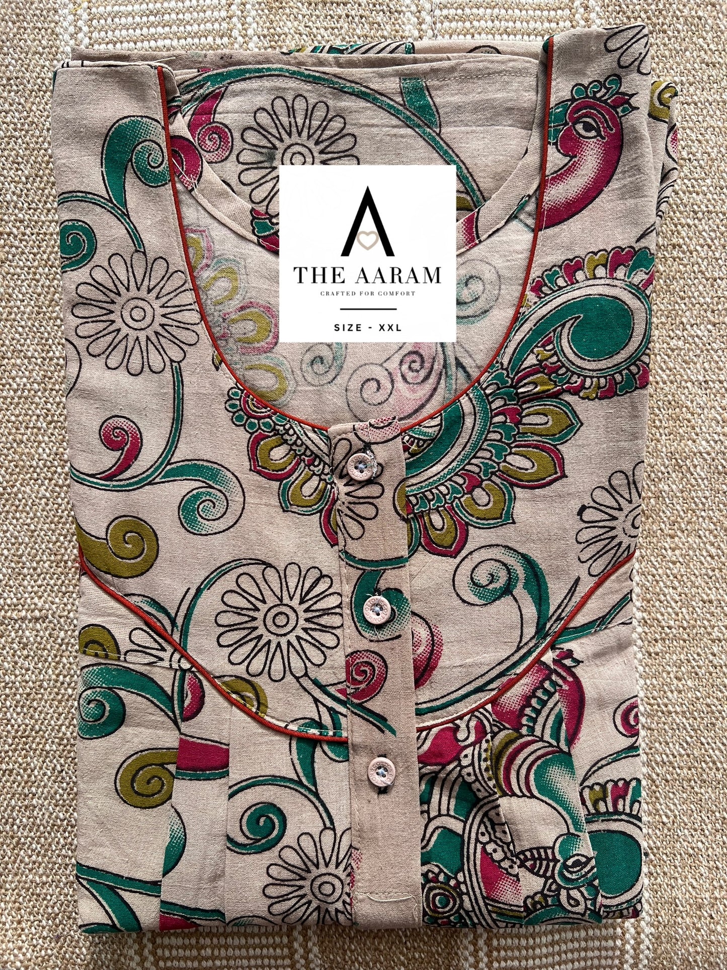 Kalamkari Cotton Nighty XXL – KR67