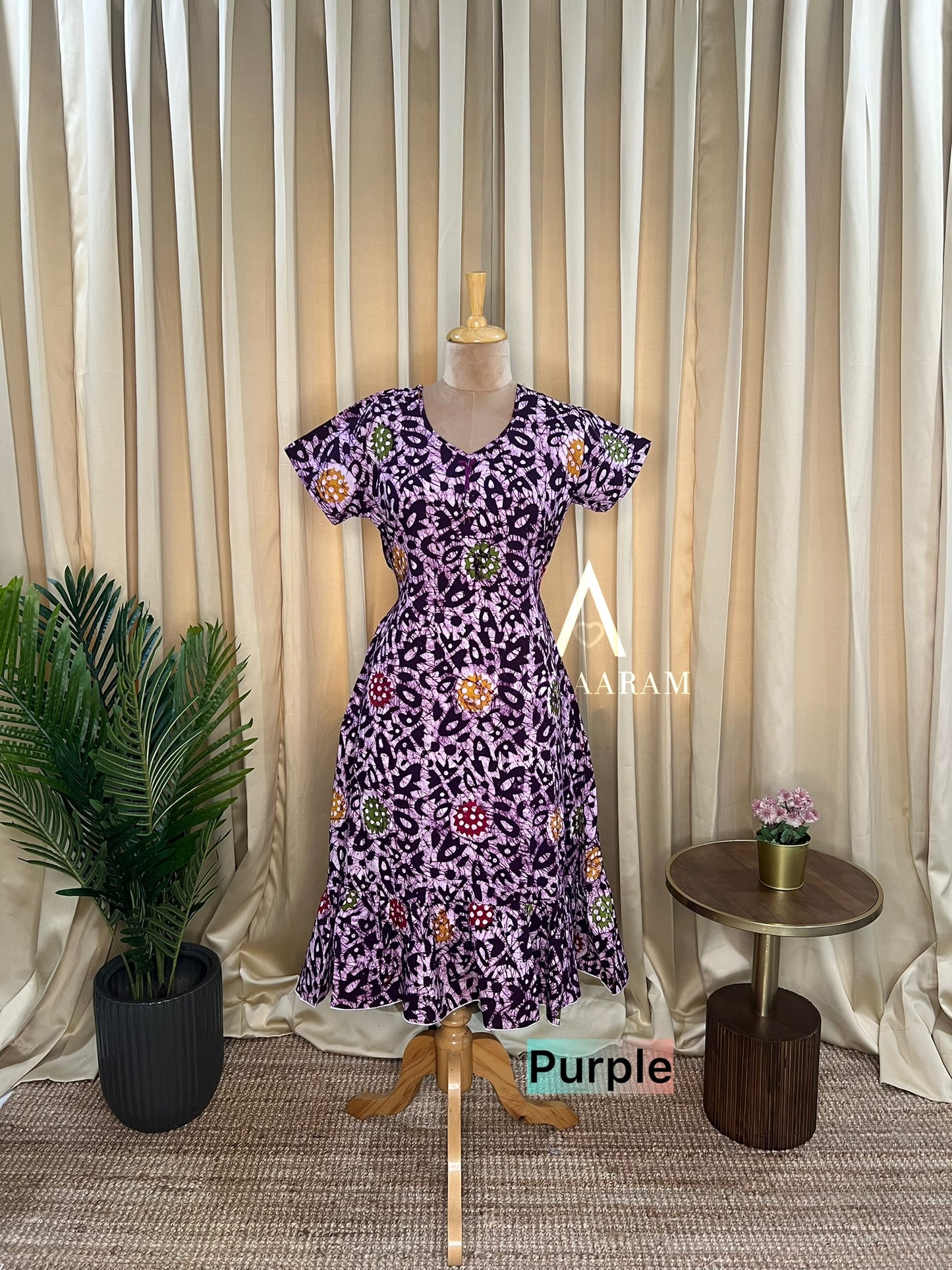 Multi Batik Cotton A-Line Frock-01