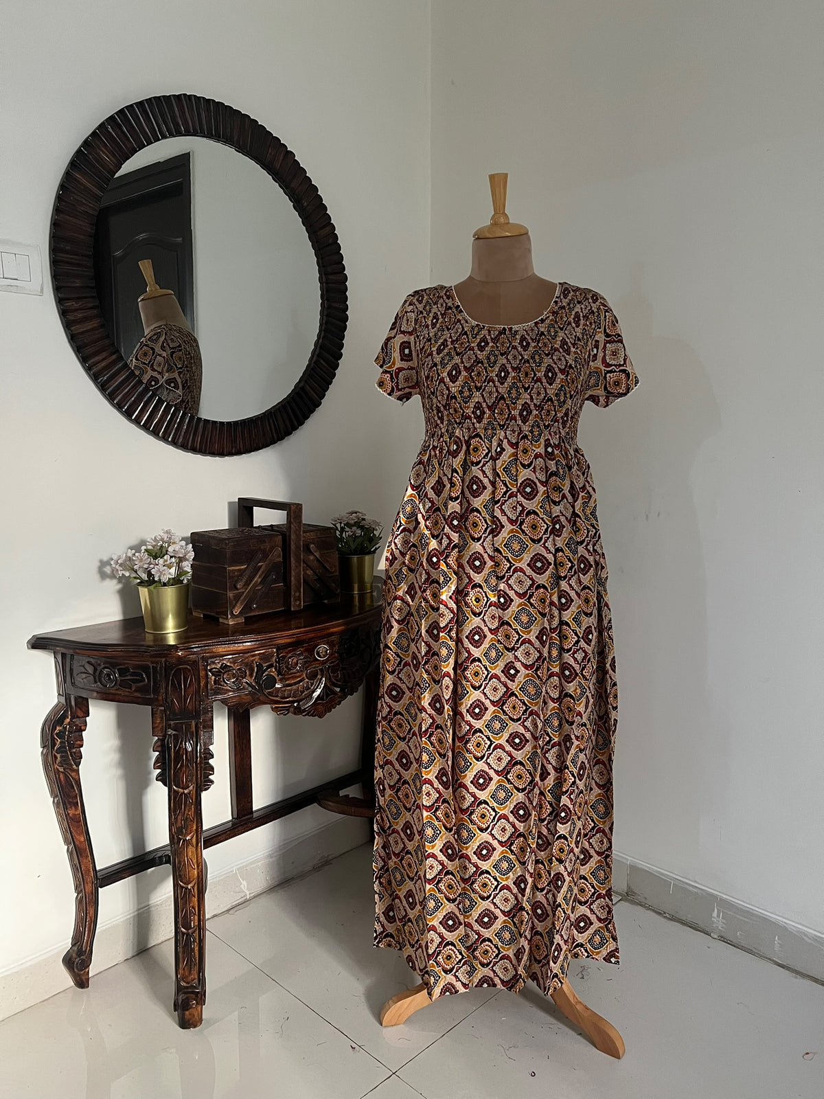 Premium Rayon Smocking Frock - 04