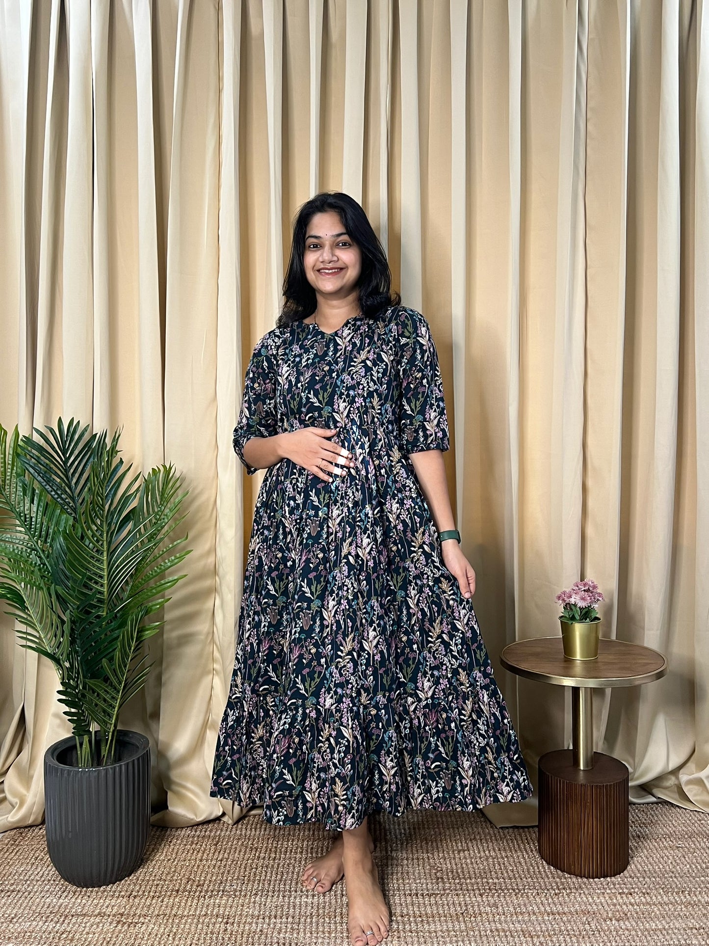 Midnight Meadow Mul Cotton Frill Frock