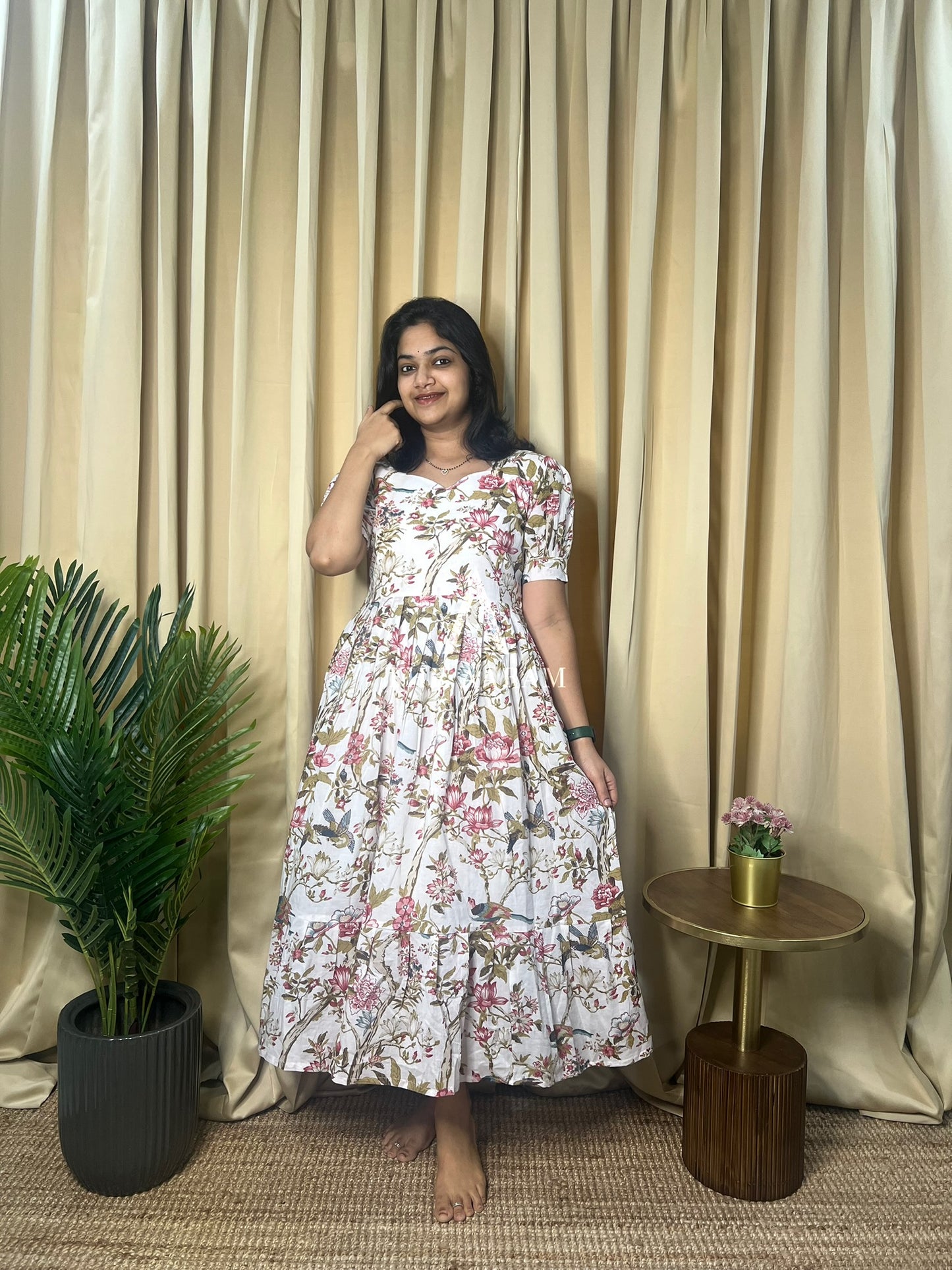 Ivory Meadow Mul Cotton Frill Frock