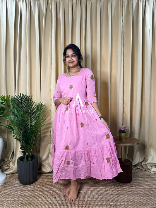 Blush Charm Mul Cotton Frill Frock