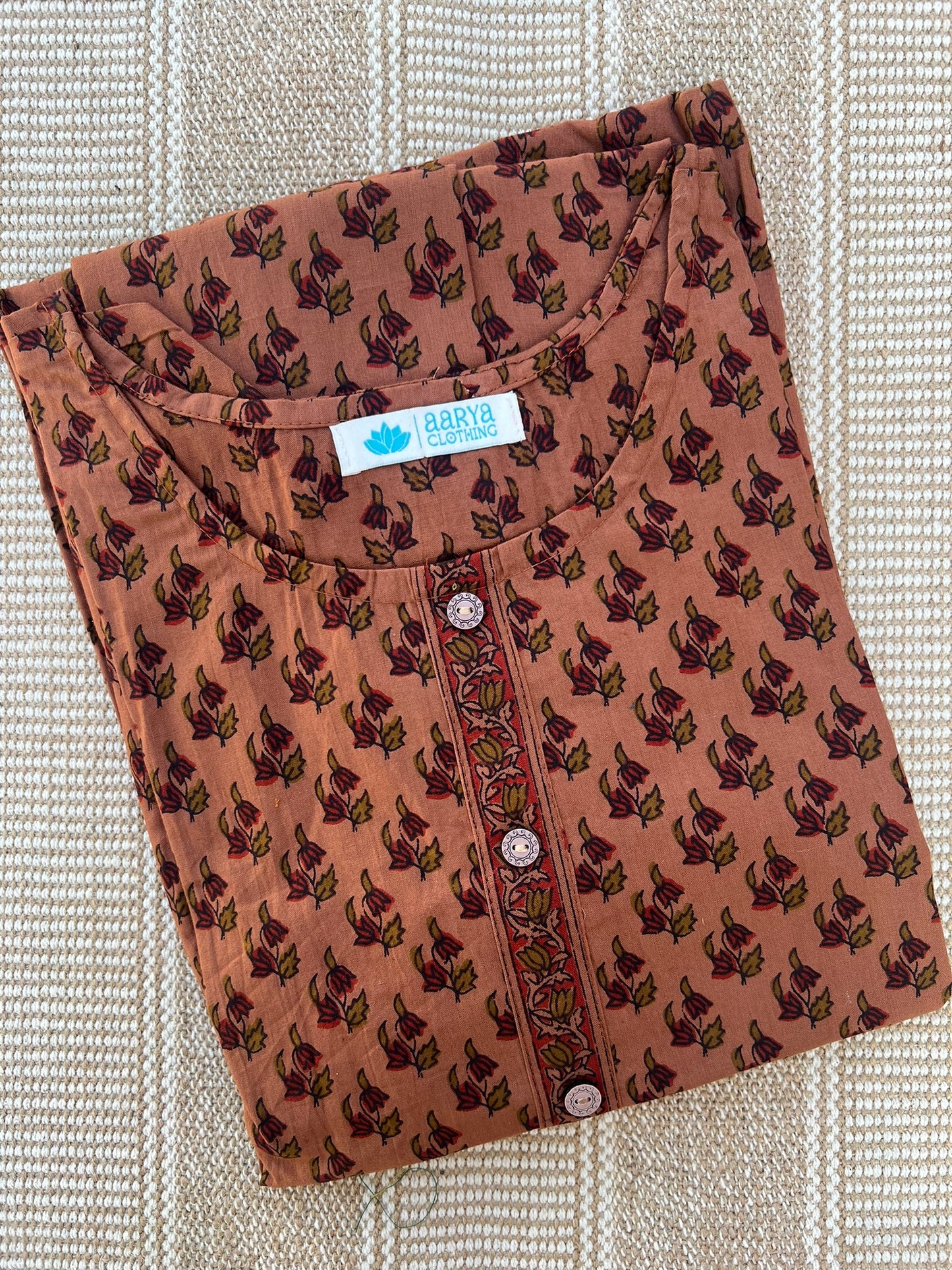 Brown Block Print Comfort Maxi