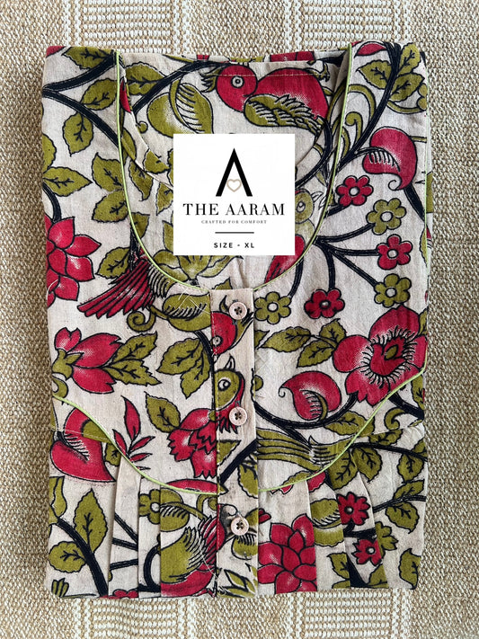 Kalamkari Cotton Nighty XL – KR106