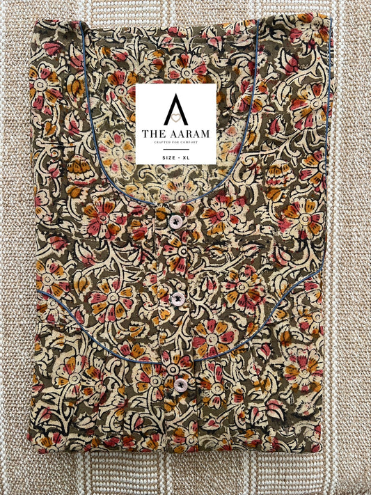 Kalamkari Cotton Nighty XL – KR49
