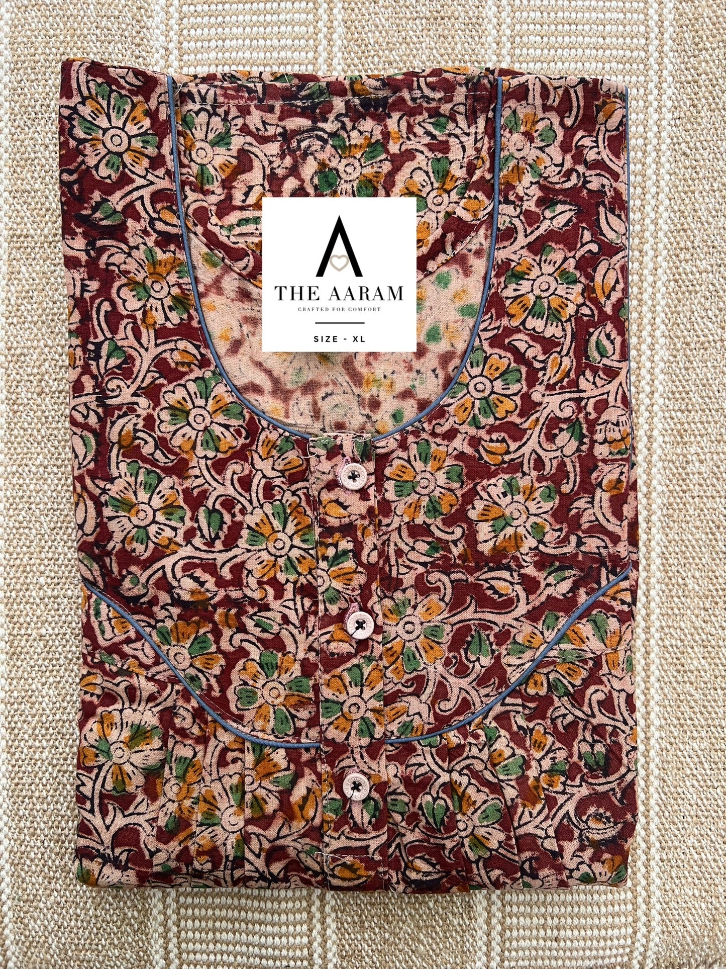 Kalamkari Cotton Nighty XL – KR52