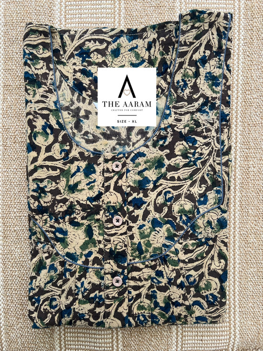 Kalamkari Cotton Nighty XL – KR56