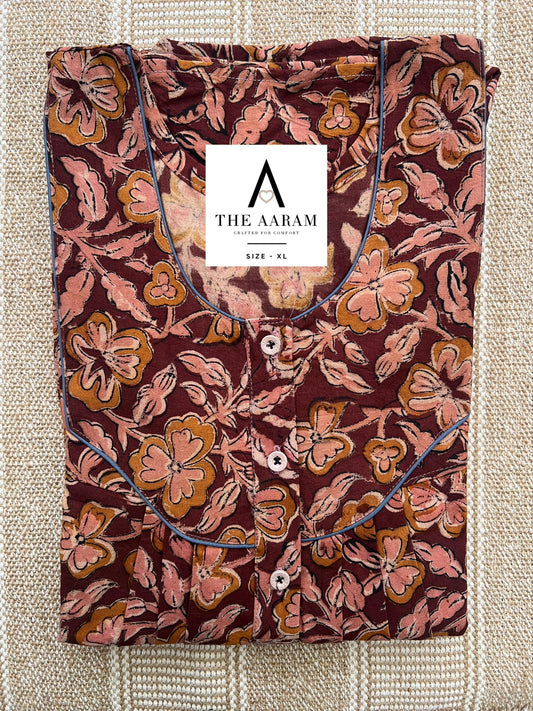 Kalamkari Cotton Nighty XL – KR57