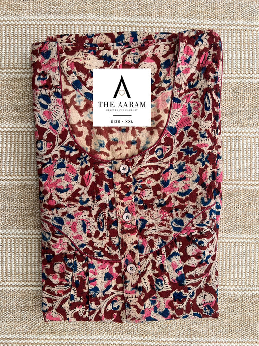 Kalamkari Cotton Nighty XXL – KR30