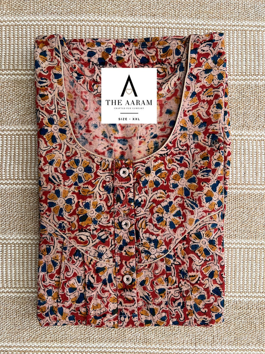 Kalamkari Cotton Nighty XXL – KR34