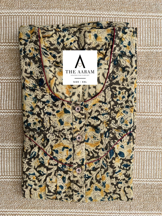 Kalamkari Cotton Nighty XXL – KR44