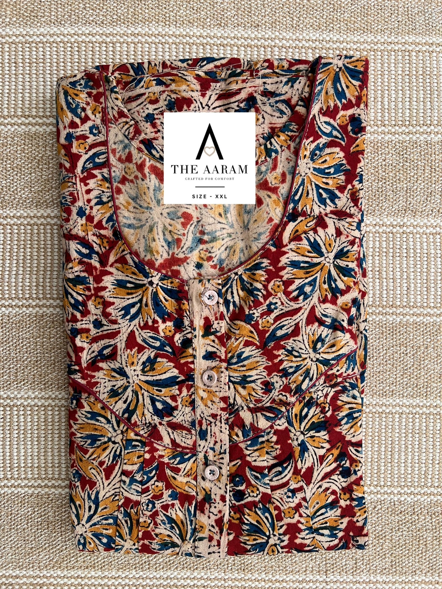 Kalamkari Cotton Nighty XXL – KR46