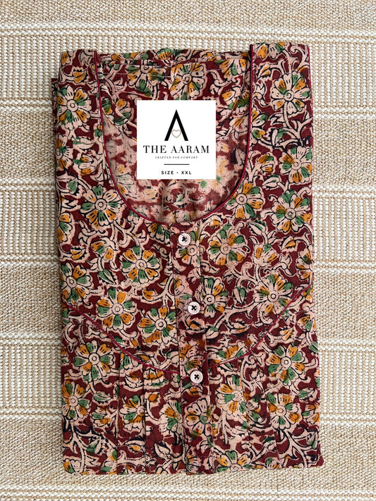 Kalamkari Cotton Nighty XXL – KR47