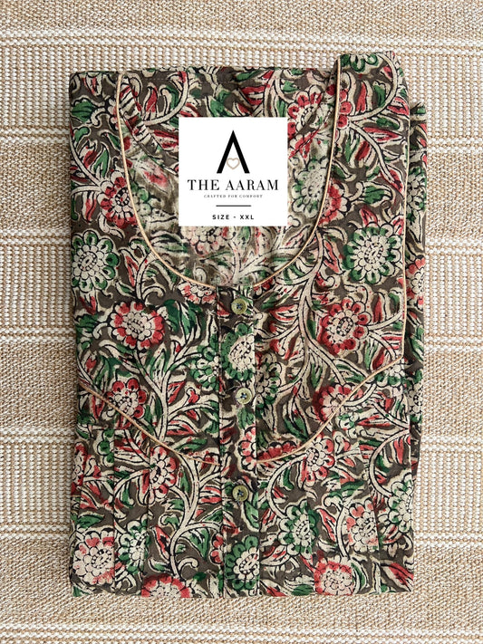 Kalamkari Cotton Nighty XXL – KR49