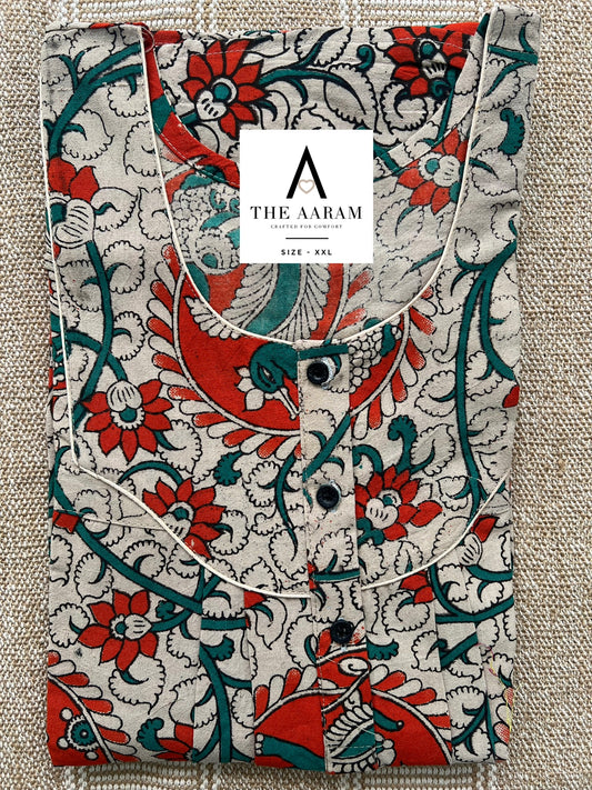 Kalamkari Cotton Nighty XXL – KR51