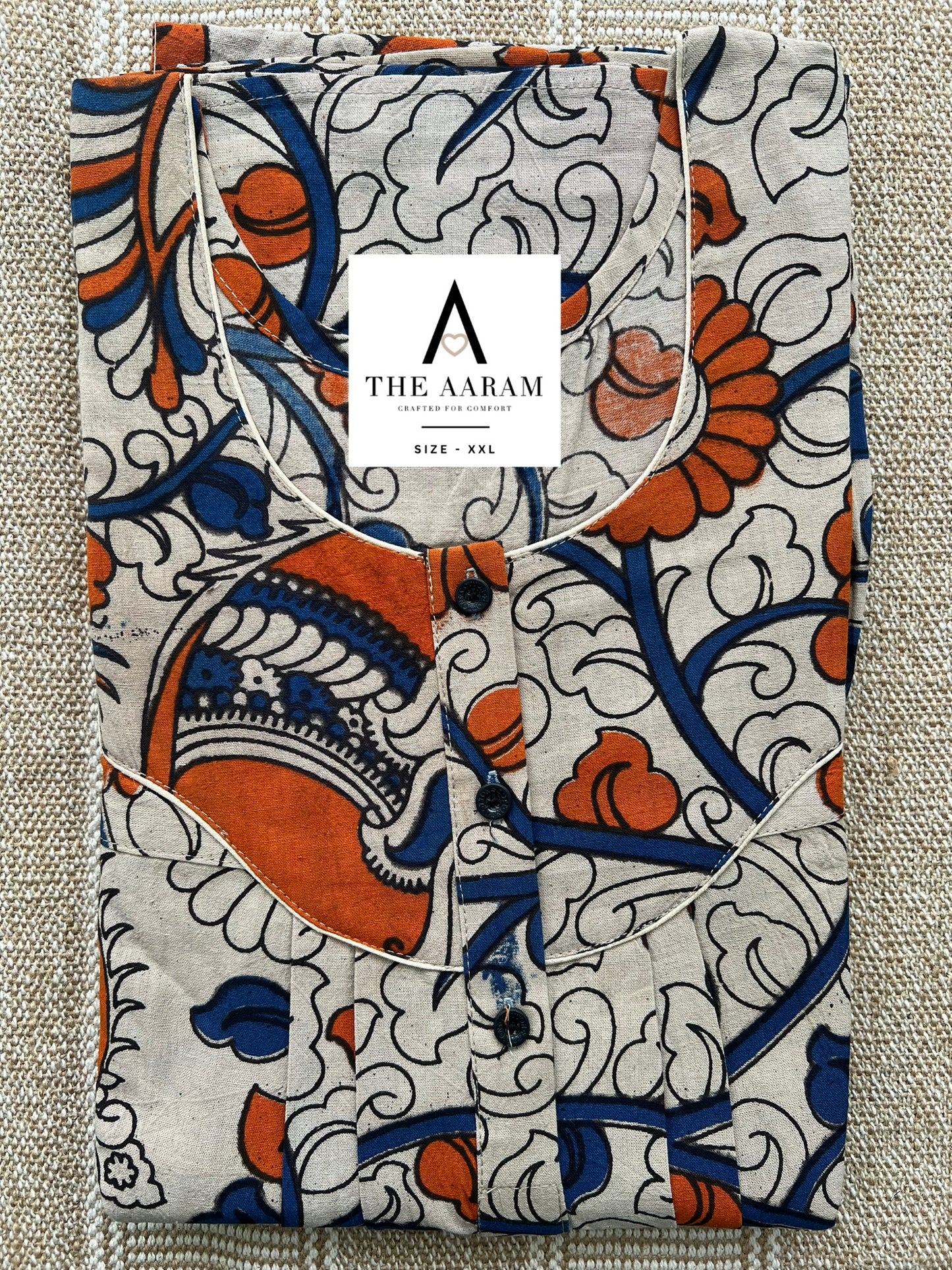 Kalamkari Cotton Nighty XXL – KR54