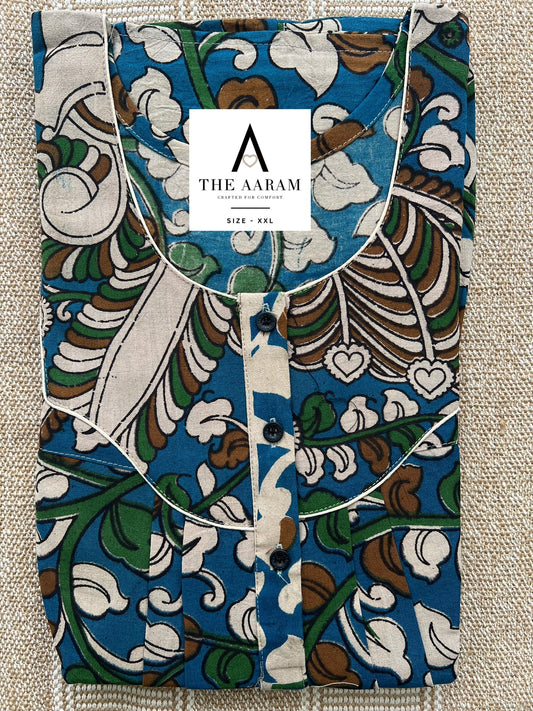 Kalamkari Cotton Nighty XXL – KR56