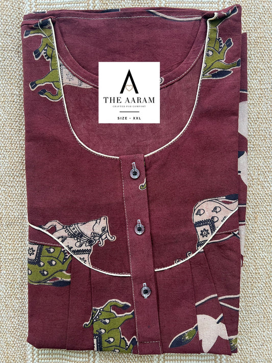 Kalamkari Cotton Nighty XXL – KR57