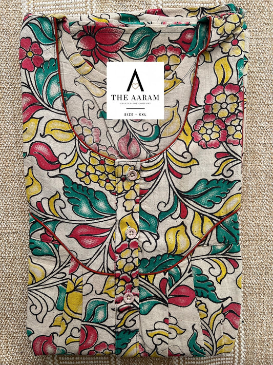 Kalamkari Cotton Nighty XXL – KR62