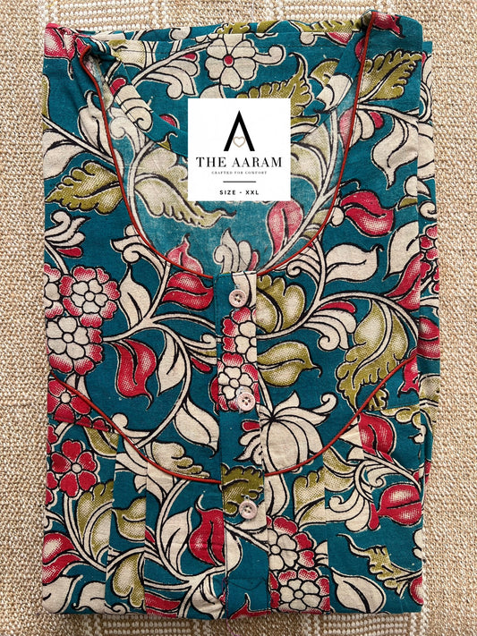 Kalamkari Cotton Nighty XXL – KR64