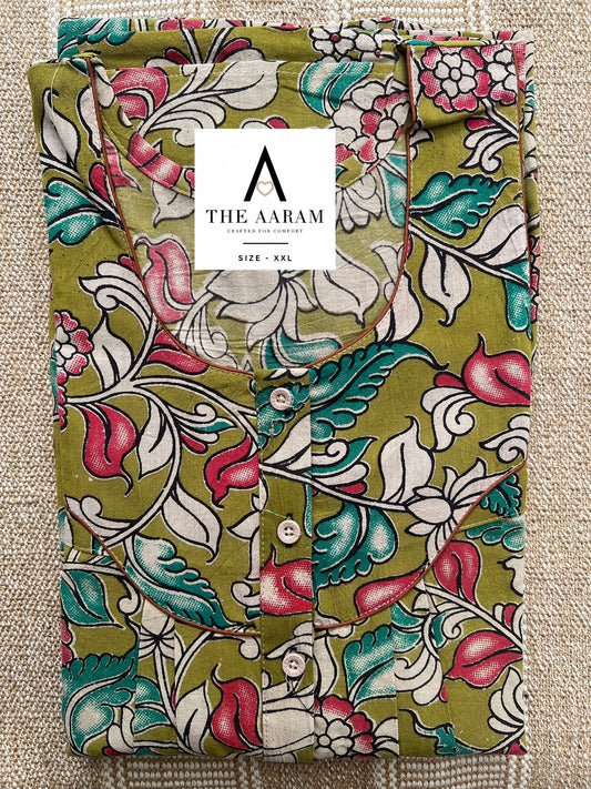 Kalamkari Cotton Nighty XXL – KR66