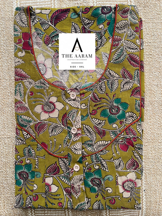Kalamkari Cotton Nighty XXL – KR68