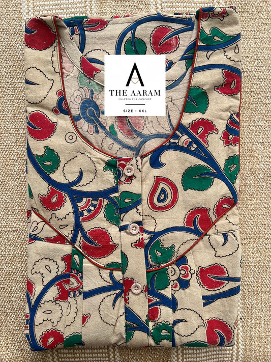 Kalamkari Cotton Nighty XXL – KR73