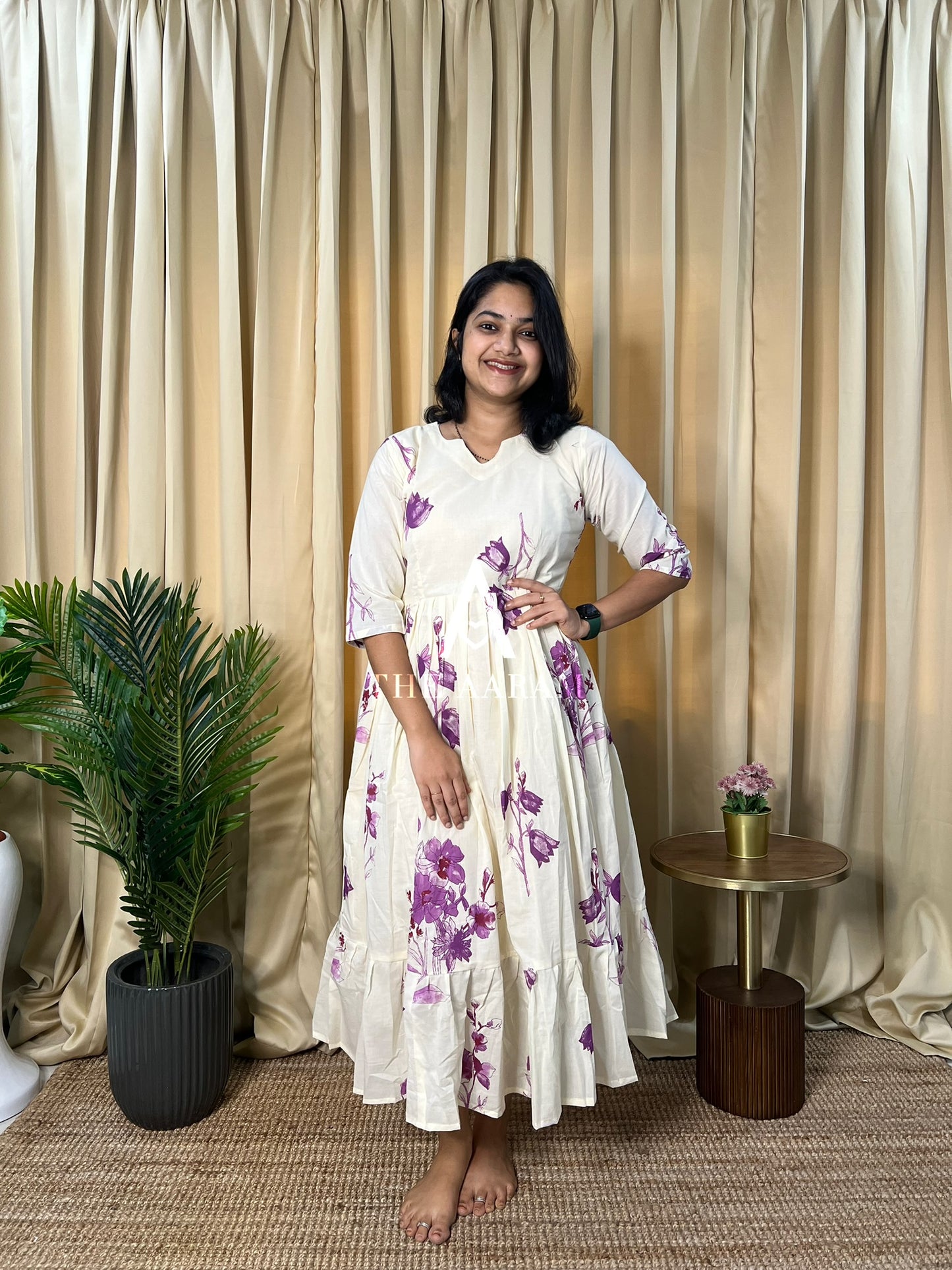 Lavender Bloom Mul Cotton Frill Frock
