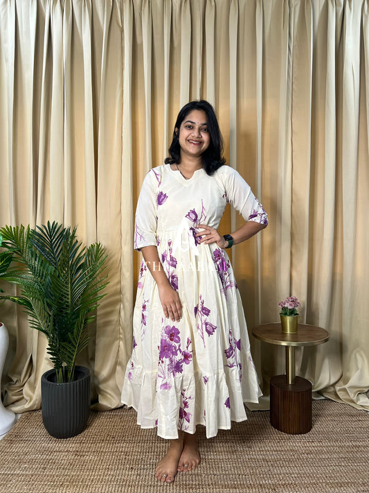 Lavender Bloom Mul Cotton Frill Frock
