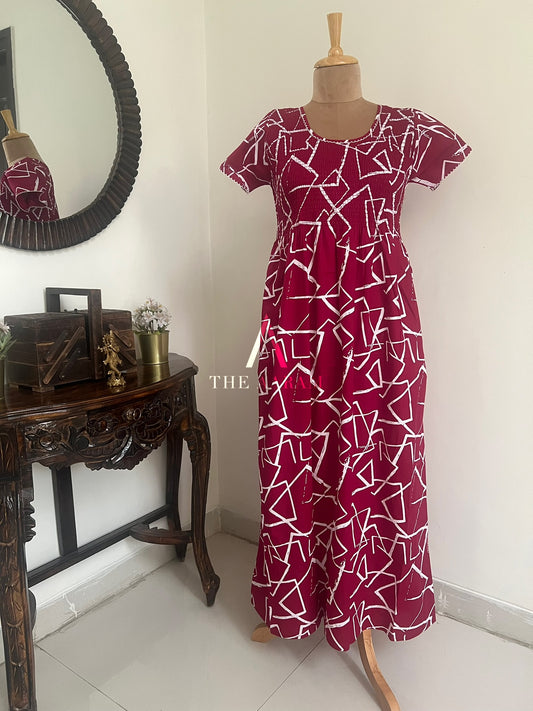 Smocked Cotton Nighty – SN01