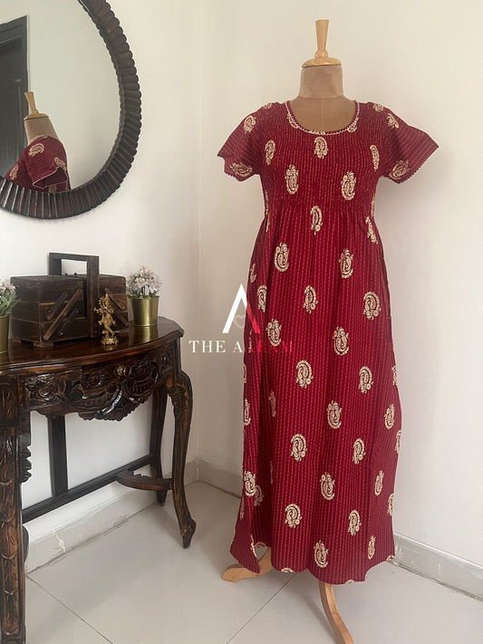 Smocked Cotton Nighty – SN12