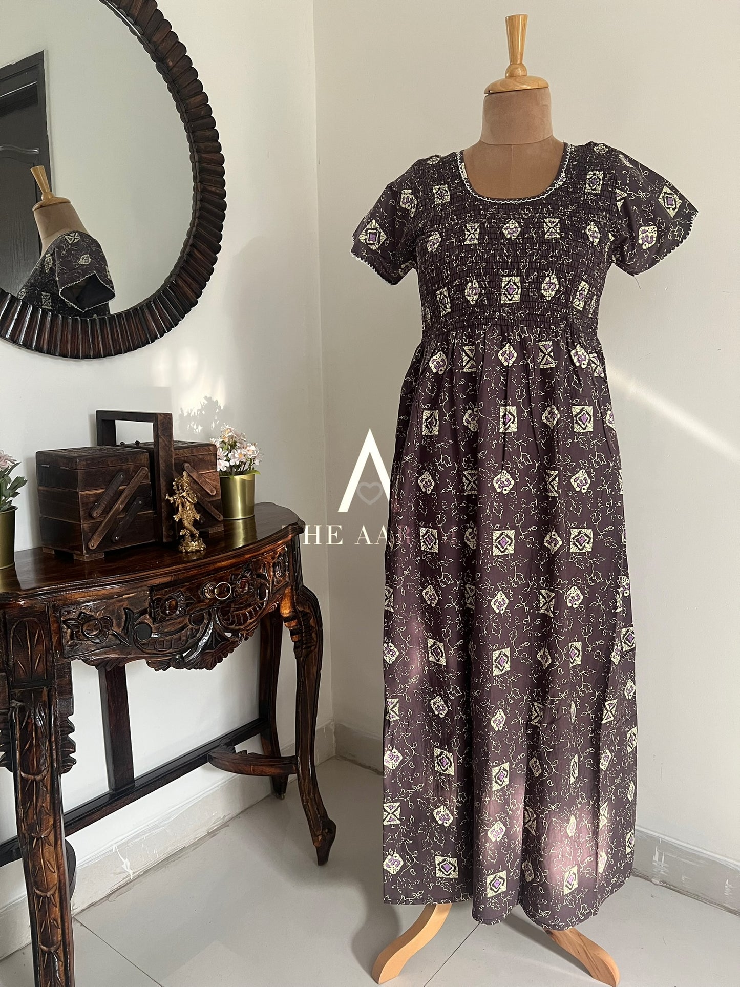 Smocked Cotton Nighty – SN60
