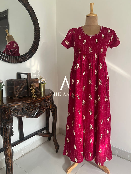Smocked Cotton Nighty – SN63