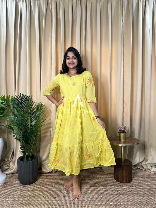Sunlit Bloom Mul Cotton Frill Frock
