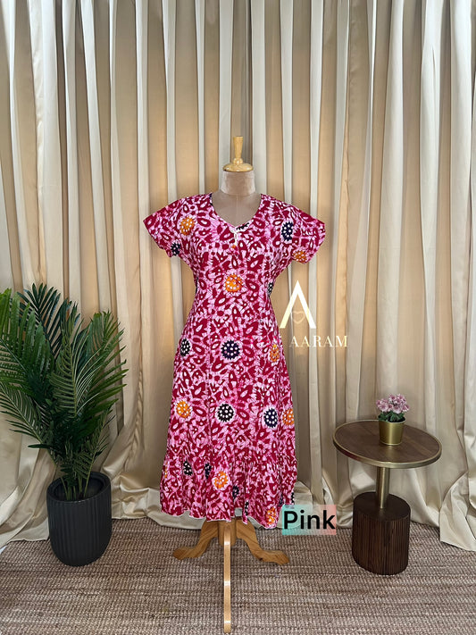 Multi Batik Cotton A-Line Frock-02