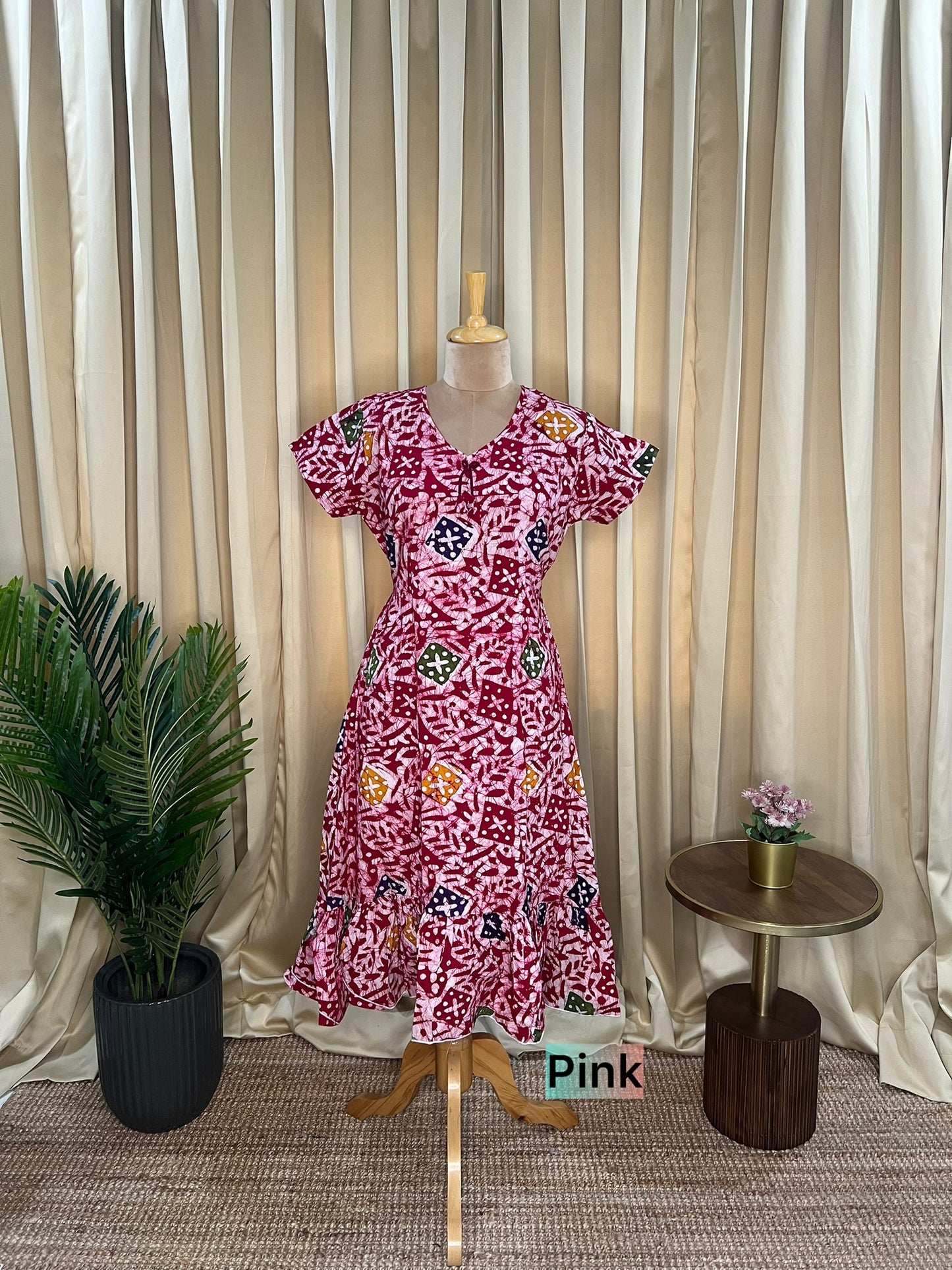Multi Batik Cotton A-Line Frock-16