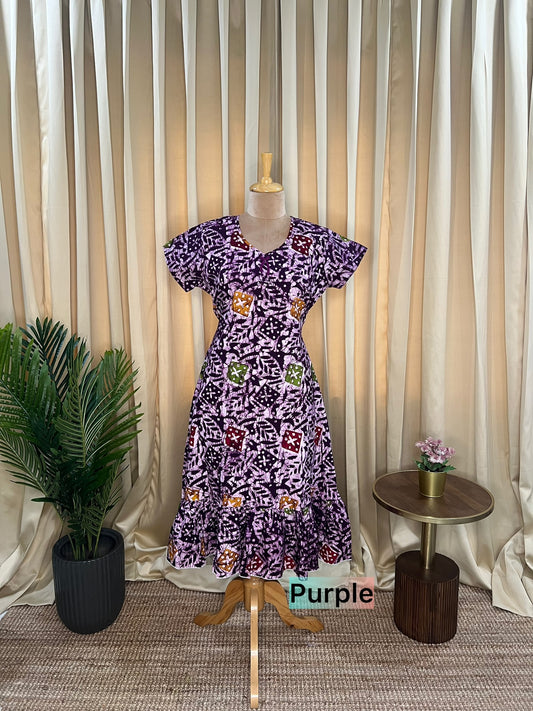 Multi Batik Cotton A-Line Frock-17