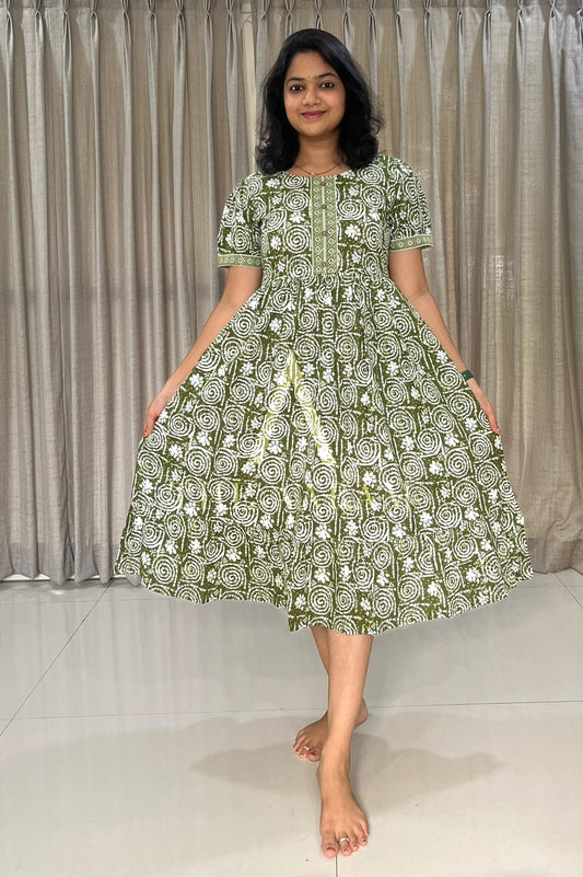 Sage Swirl Feeding Frill Frock