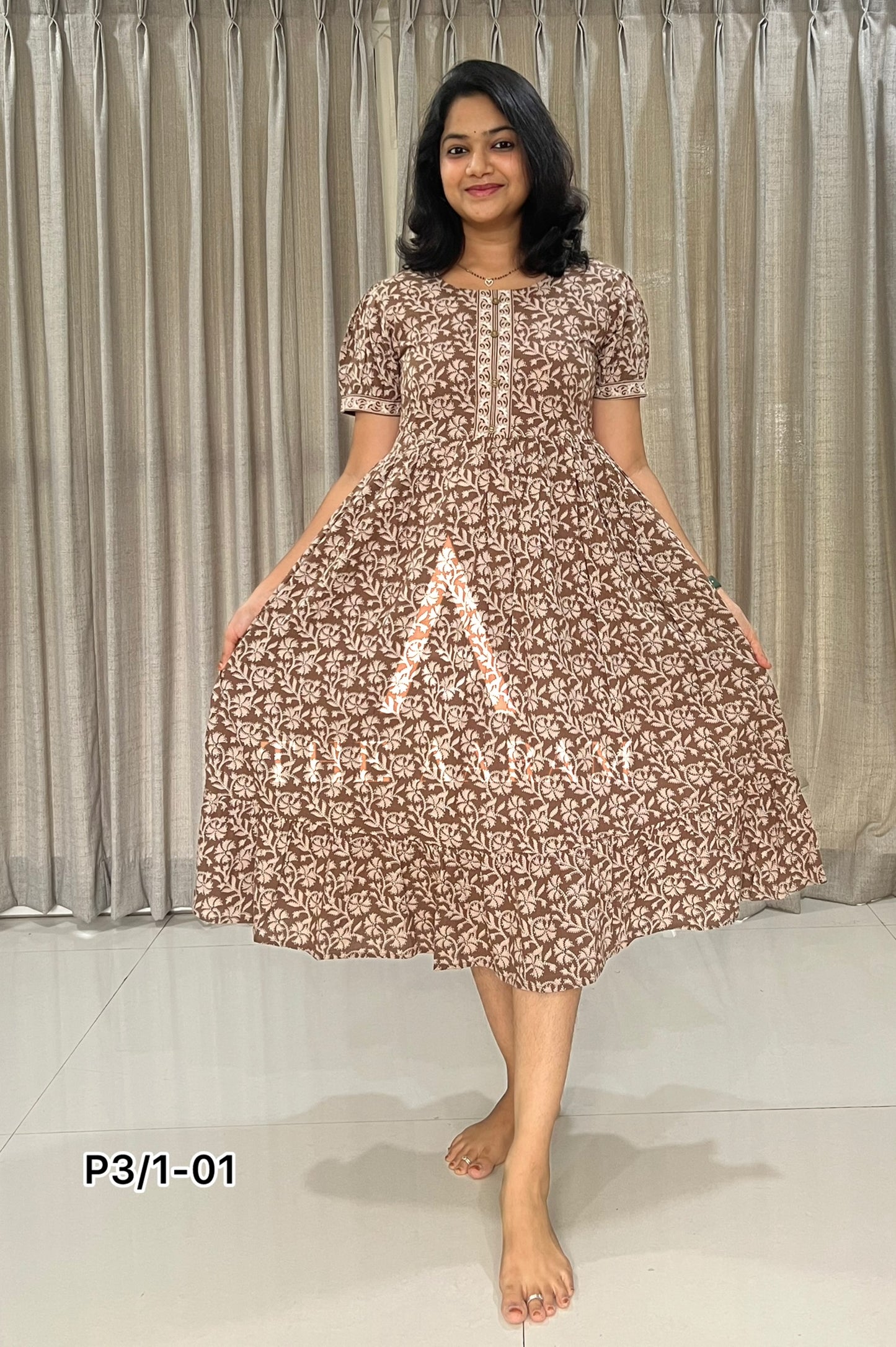 Mocha Vine Frill Frock