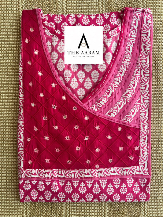 Cotton Mirror-Work Nighty XL - 31