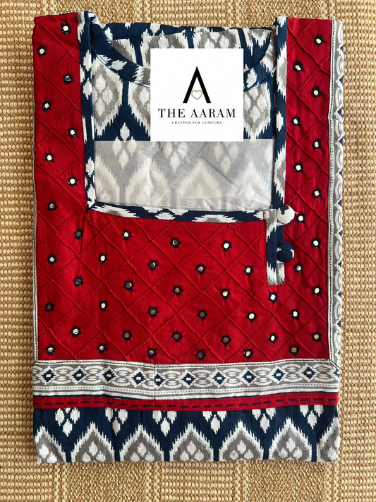 Cotton Mirror-Work Nighty XXL - 52