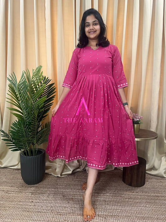 Gulabi Jamdhani Frock