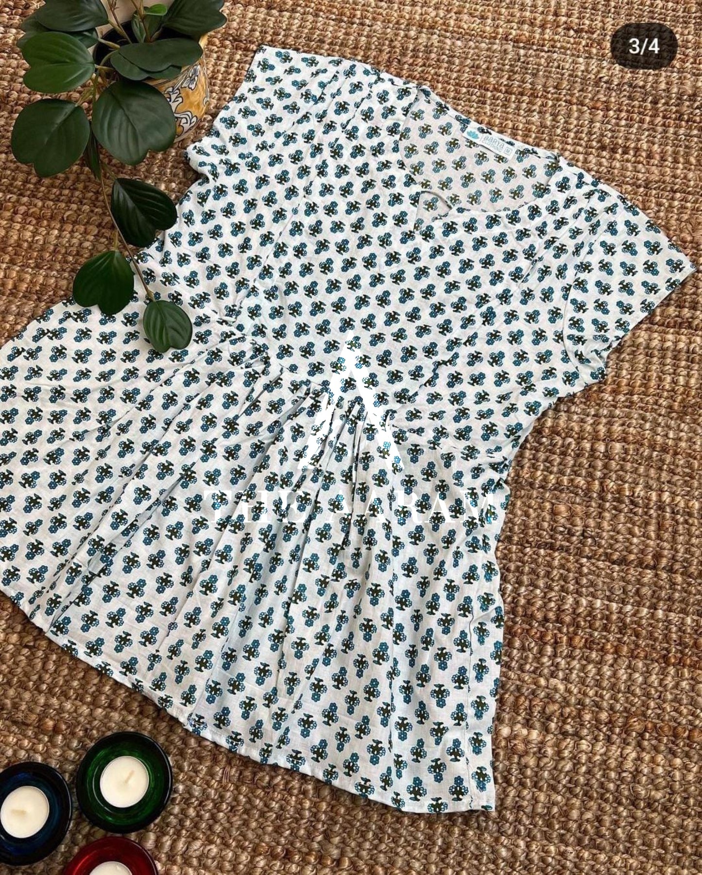 Peplum Feeding Short Top - Sage Teal Bloom