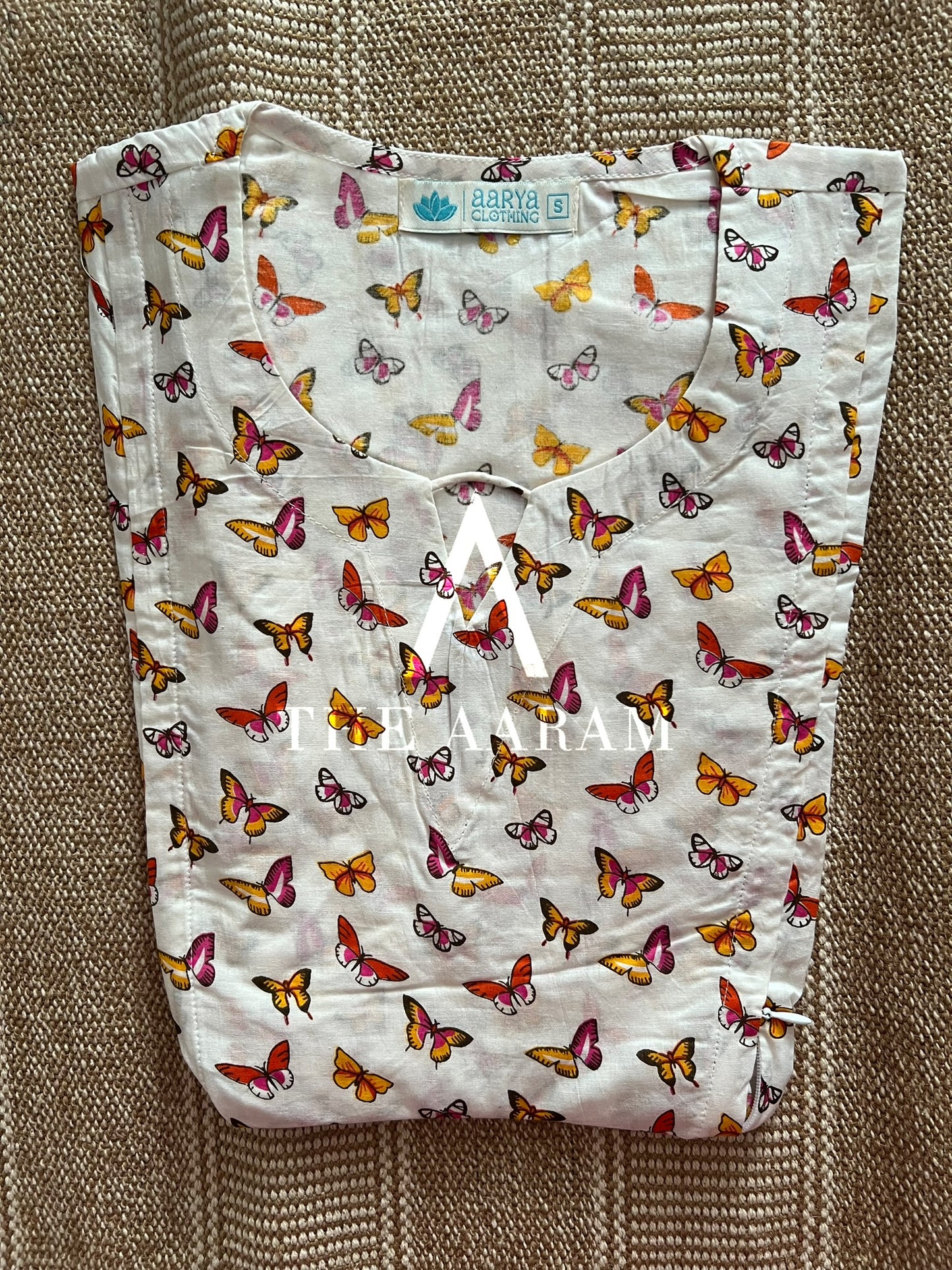 Peplum Feeding Short Top - Butterfly Ivory Multi