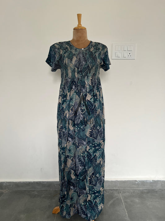 Alphine Smocking Nighty  - P6 - Blue