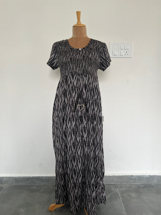 Alphine Smocking Nighty  - P5 - Black